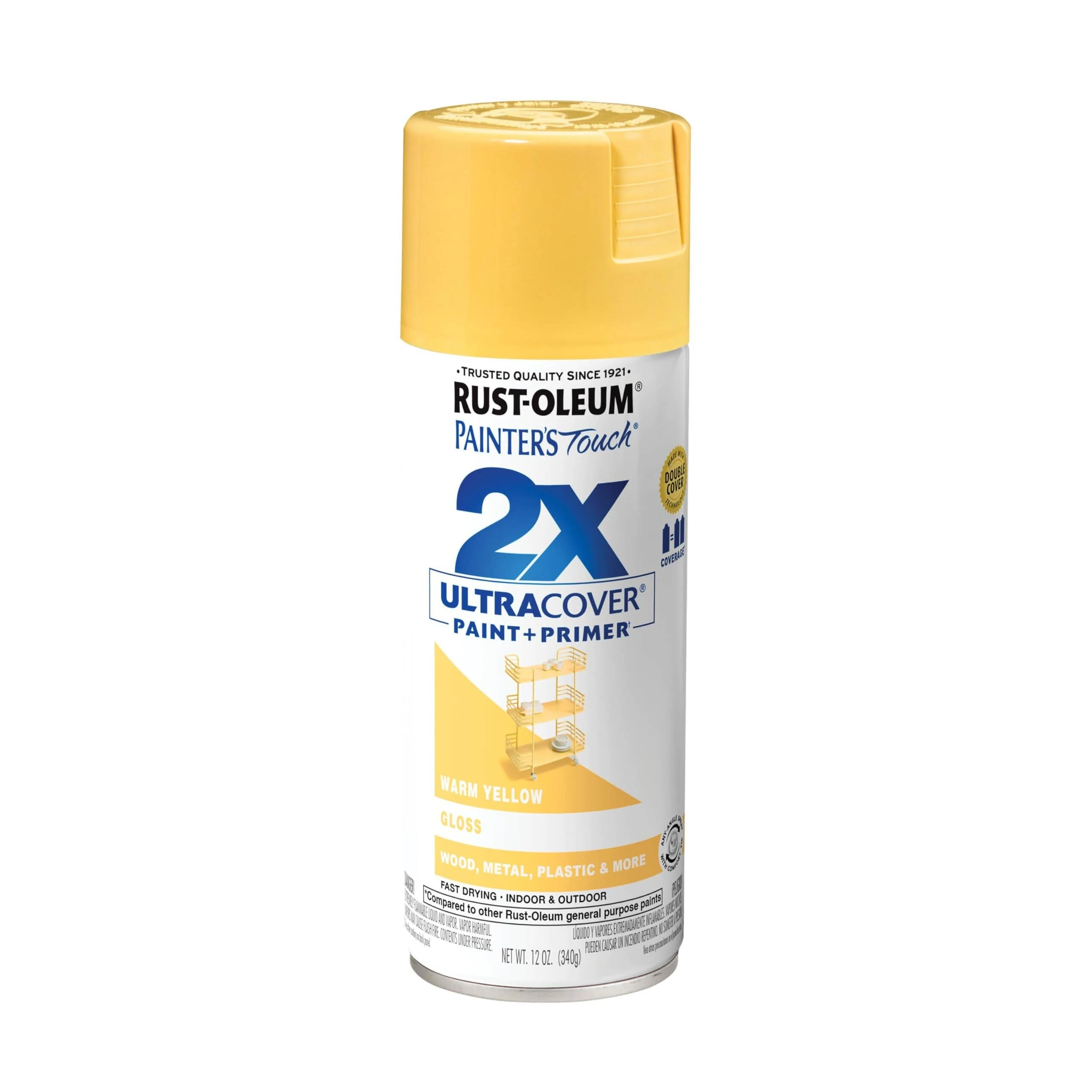 Rust-Oleum 249091 Painter's Touch 2X Gloss Spray Paint, Warm Yellow, 12 oz.
