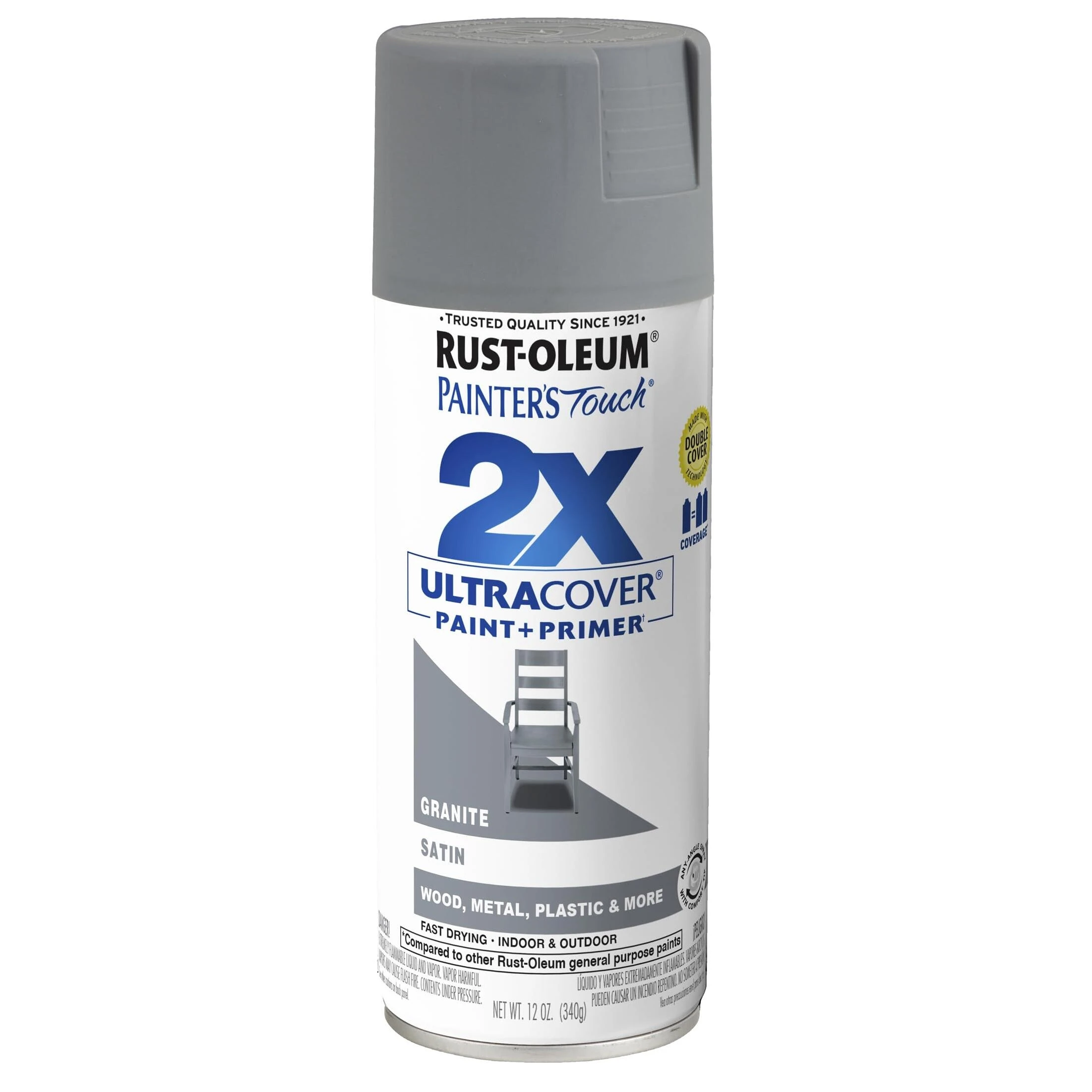 Rust-Oleum 334069 Painter's Touch 2X Spray Paint, Satin Granite, 12 Oz