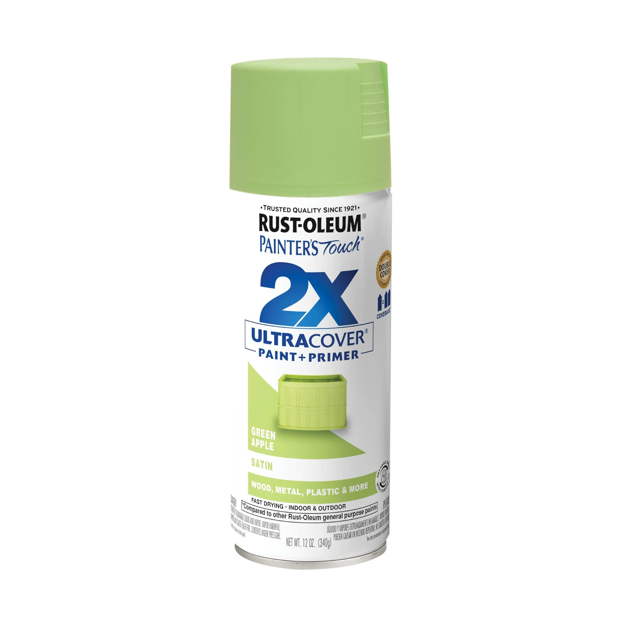 Rust-Oleum 334070 Painter's Touch 2X Spray Paint, Satin Green Apple, 12 Oz Rust-Oleum 334070 Painter's Touch 2X Spray Paint, Satin Green Apple, 12 Oz