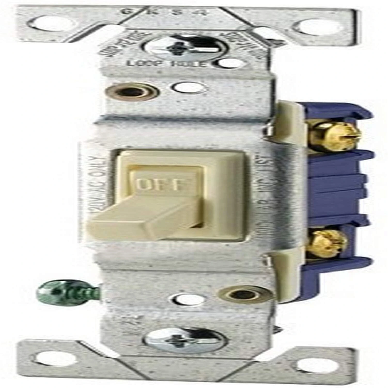 Eaton 1301-7V Toggle Switch, Single Pole, 15A 120V, Ivory
