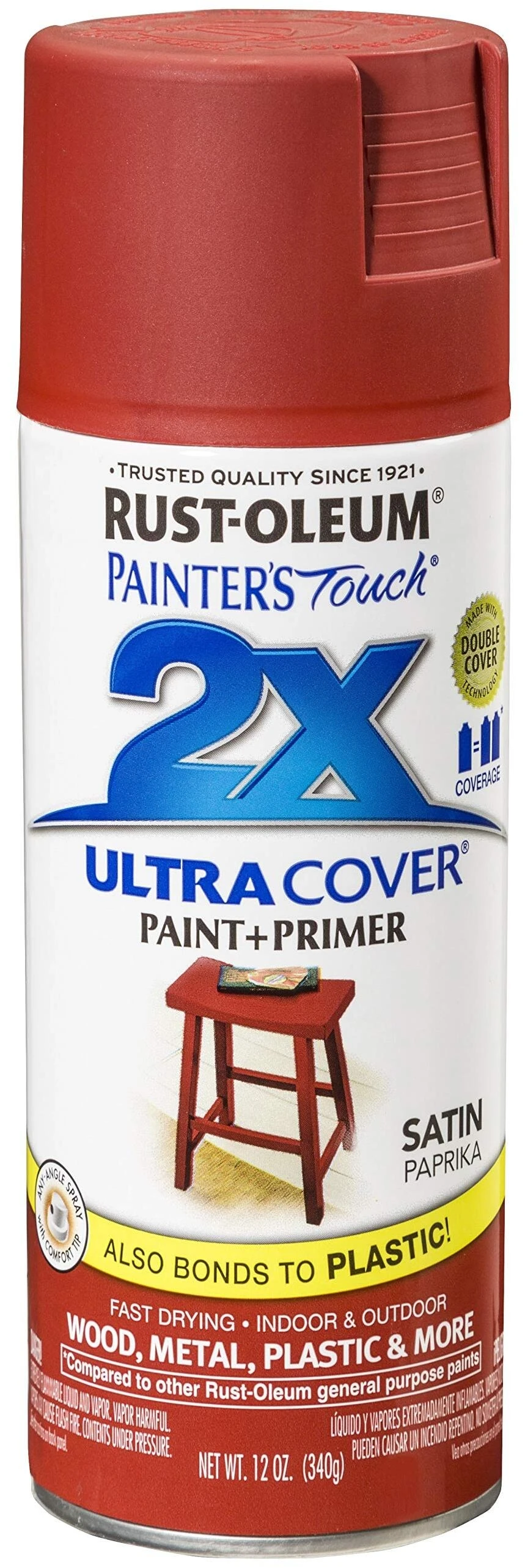 Rust-Oleum Painter's Touch 2X 249068 Satin Spray Paint, Paprika, 12 oz