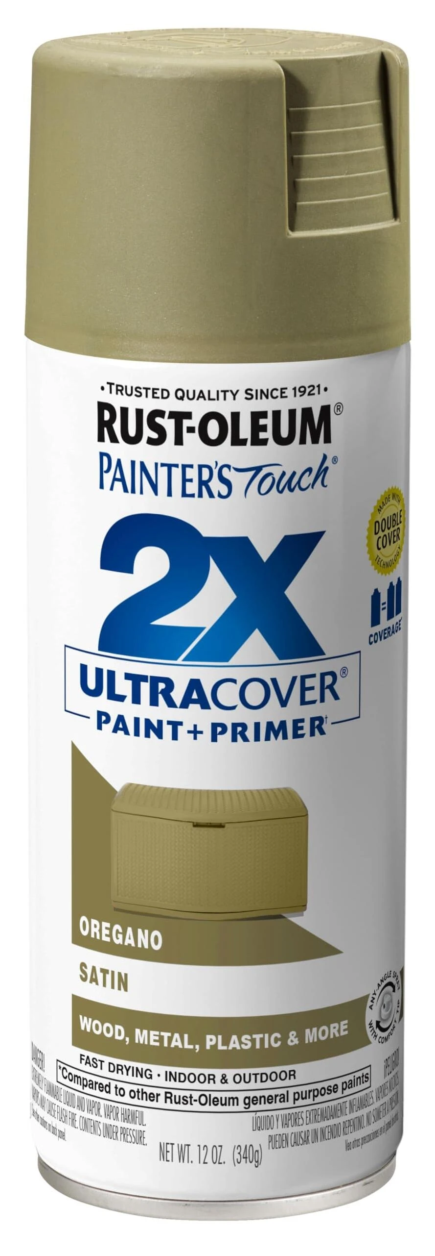 Rust-Oleum 334077 Painter's Touch 2X Spray Paint, Satin Oregano, 12 Oz