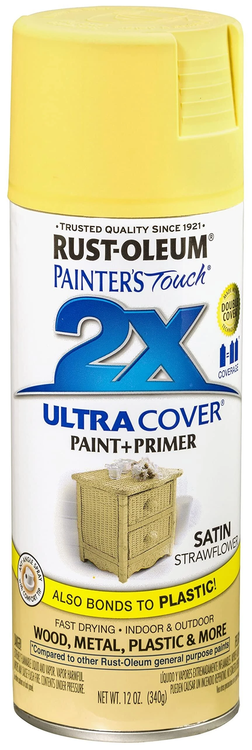 Rust-Oleum 249065 Painter's Touch 2X Spray Paint, Satin Strawflower, 12 oz.