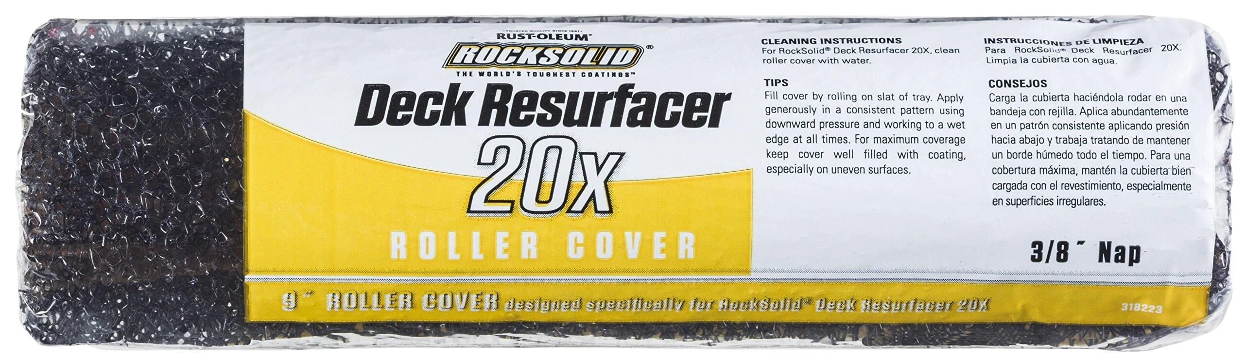 RockSolid 20X Series 318223 Deck Resurfacer Roller Cover, 3/8 in Thick Nap, 9 in L RockSolid 20X Series 318223 Deck Resurfacer Roller Cover, 3/8 in Thick Nap, 9 in L