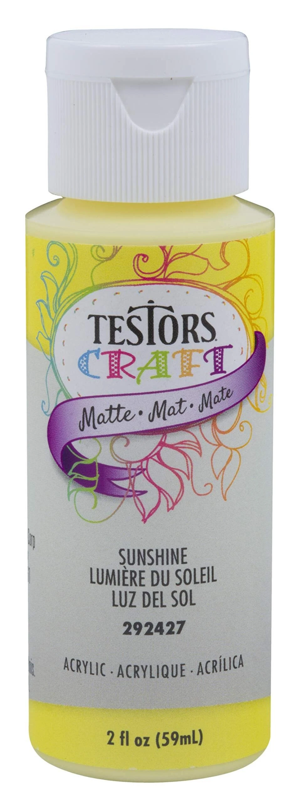 Testors 292427A Acrylic Craft Paint, Matte Sunshine, 2 Oz