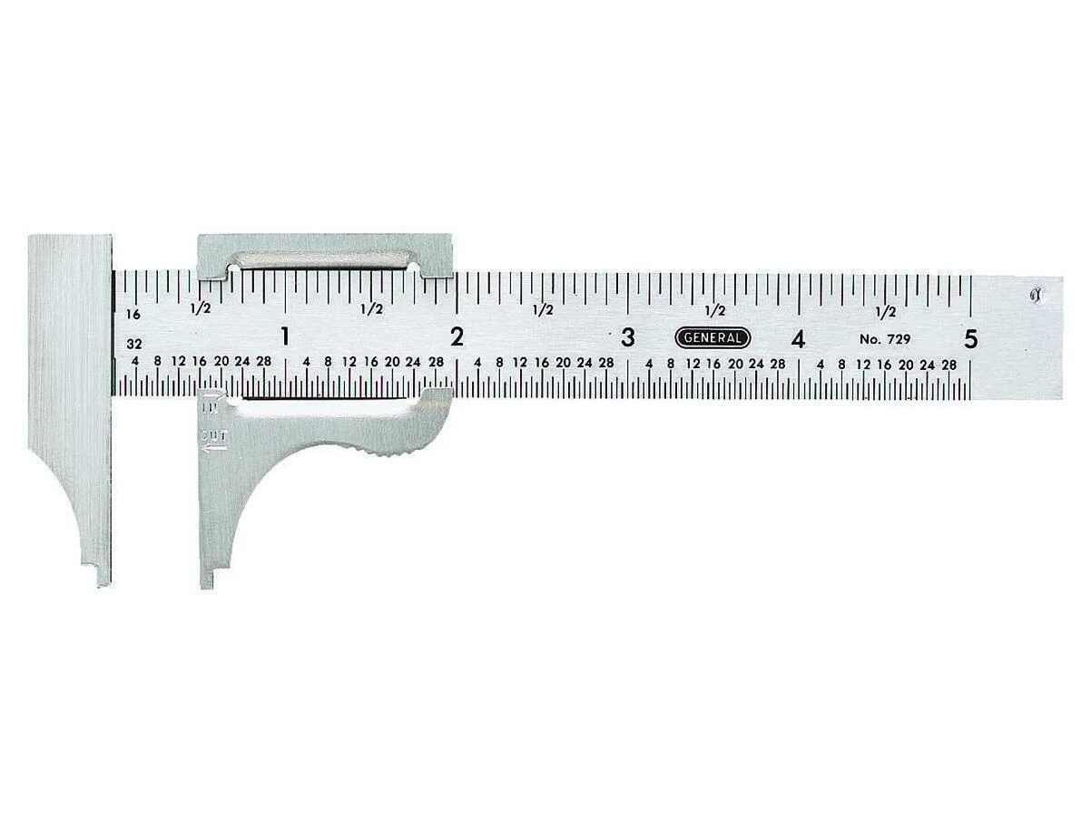 General Tools 729 Slide Caliper, Stainless Steel, 4 In.