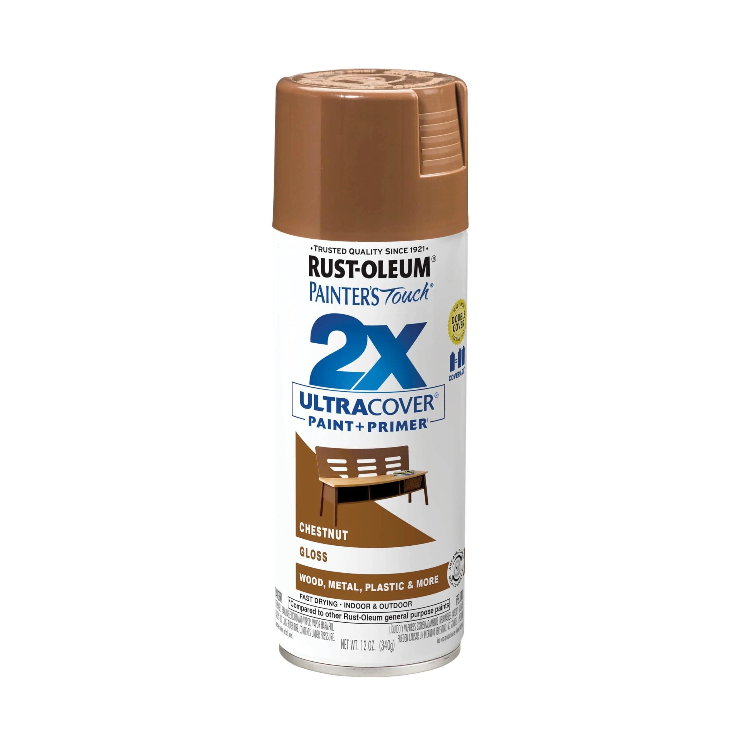 Rust-Oleum 249847 Painter's Touch 2X Spray Paint, Gloss Chestnut, 12 oz