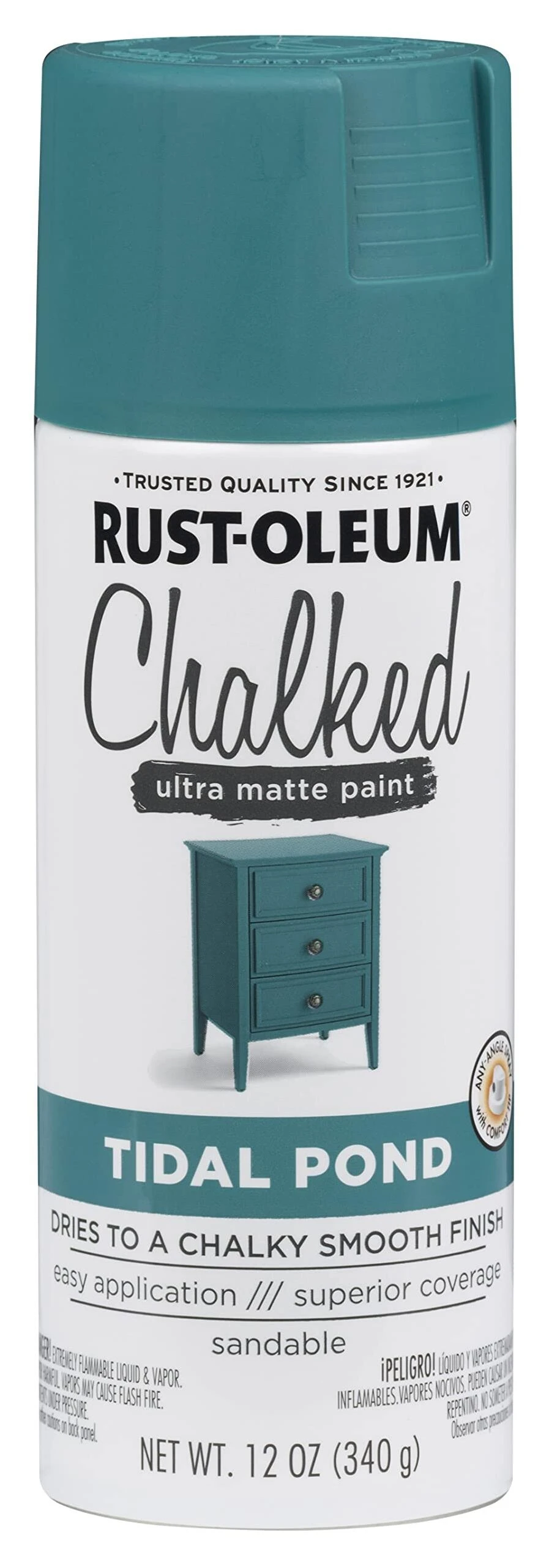 Rust-Oleum 302597 Chalked Ultra Matte Spray Paint, Tidal Pond Cream, 12 oz