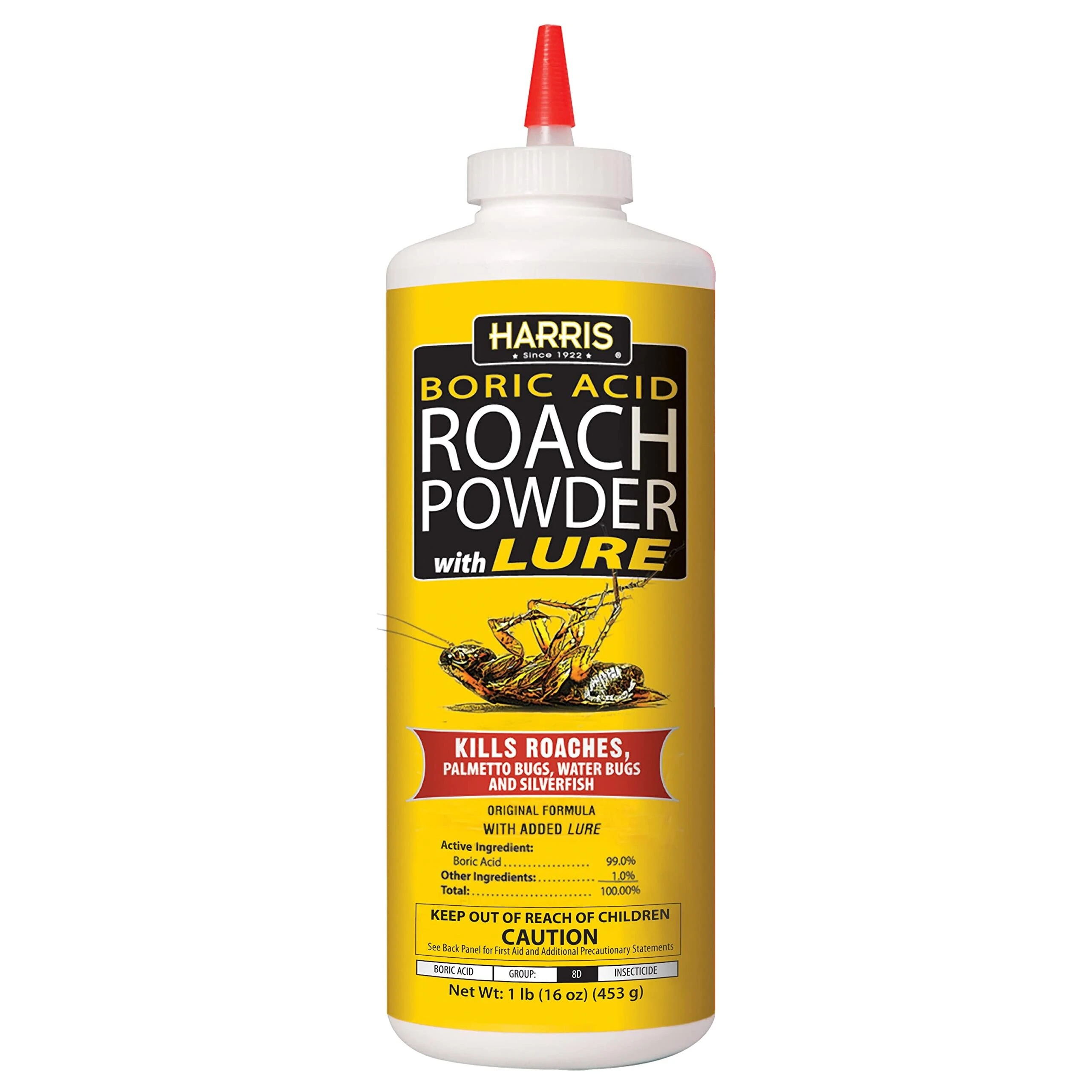 Harris HRP-16 Boric Acid Roach Powder With Lure, 16 Oz.