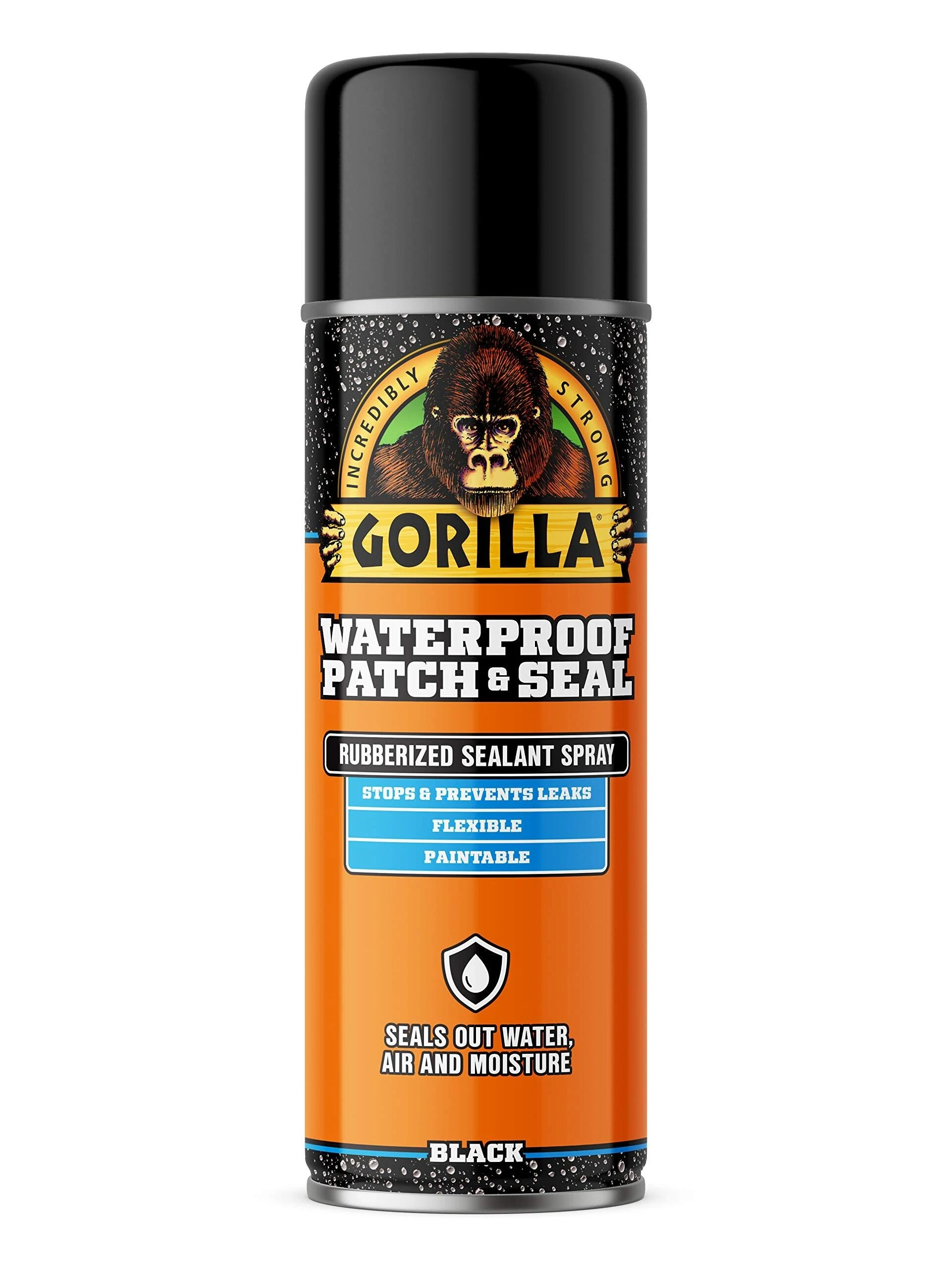 Gorilla 104052 Rubberized Waterproof Patch & Seal, Black, 16-oz. Spray