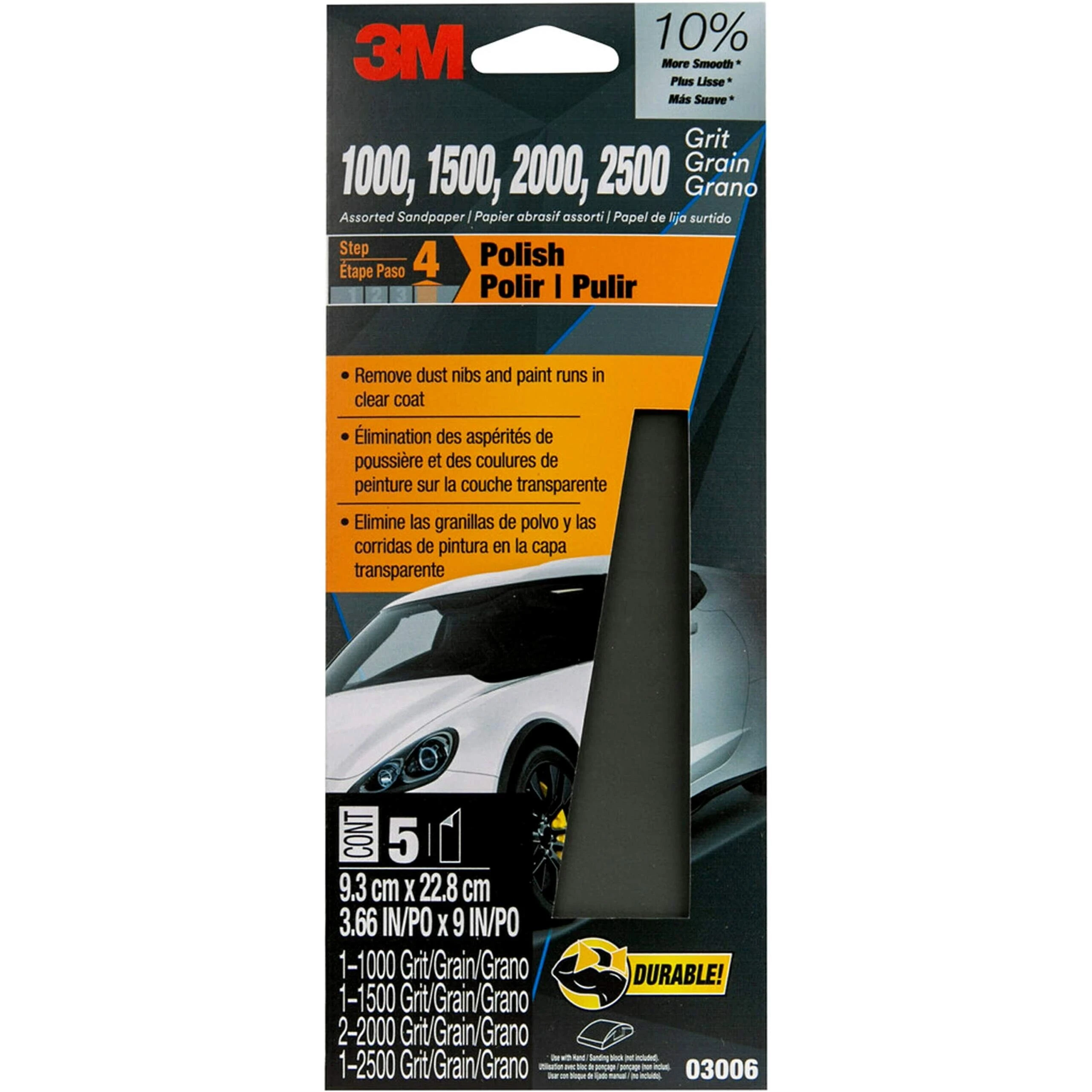 Bondo Wetordry 03006 Automotive Sandpaper, 9 x 3-2/3 in Dimensions