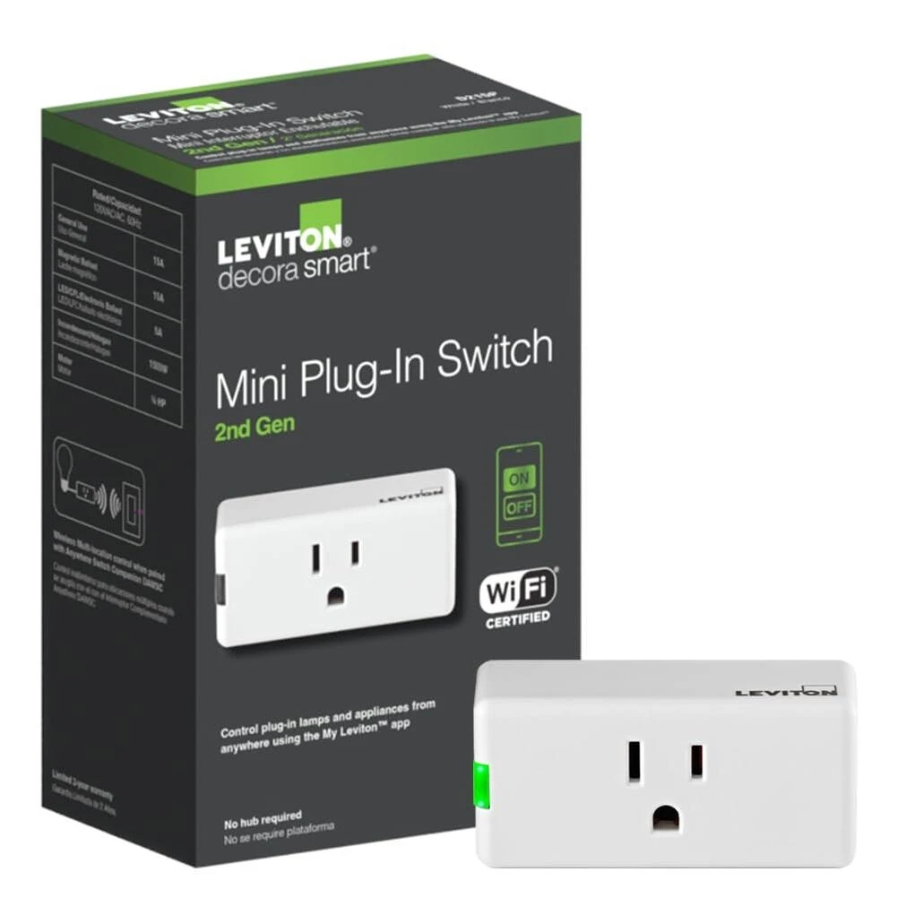 Leviton D215P-R02-1RW Mini Plug In Switch, 15 A, 120 VAC, Wireless, White