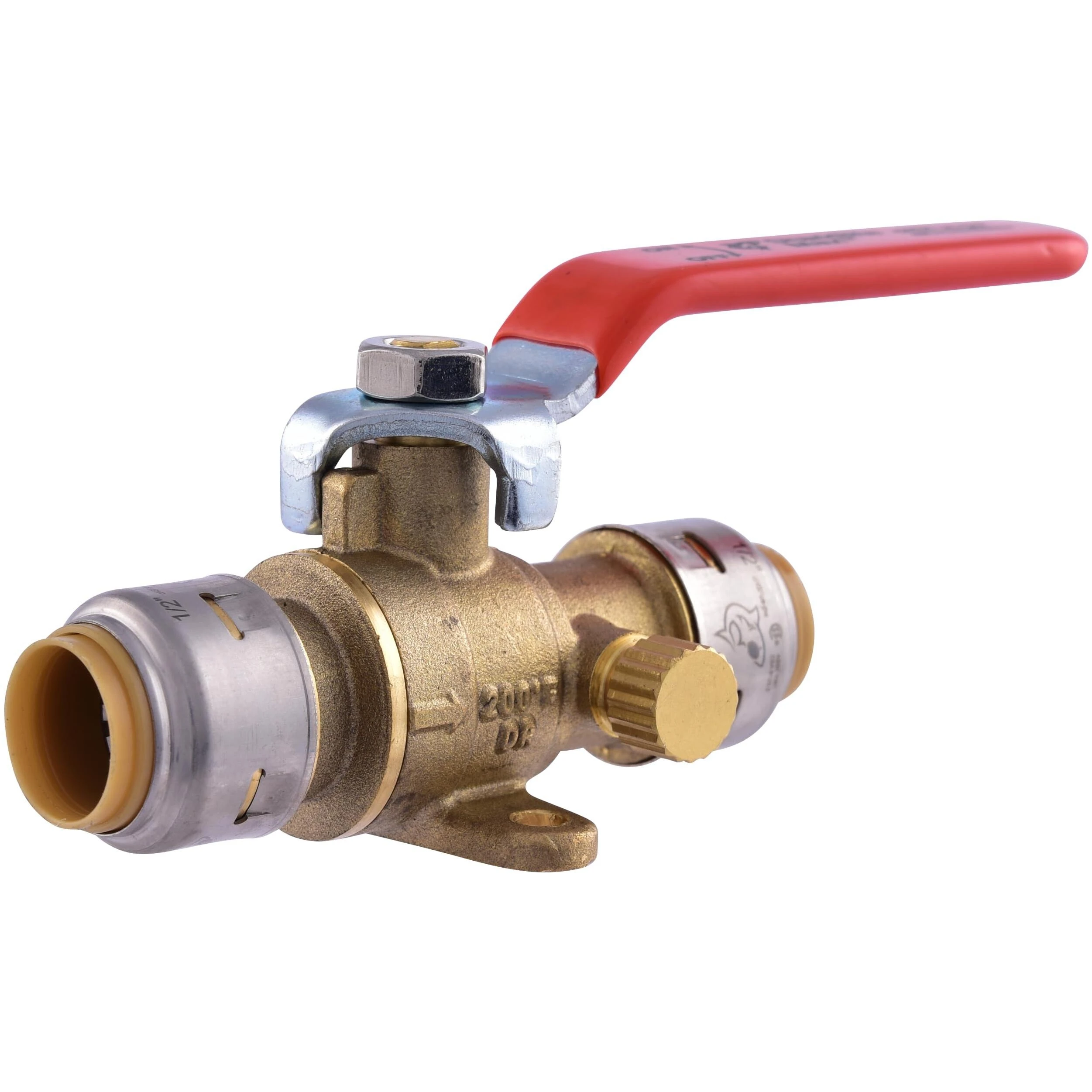SharkBite UR24615A Ball Valve With Drain, 1/2 In., Brass