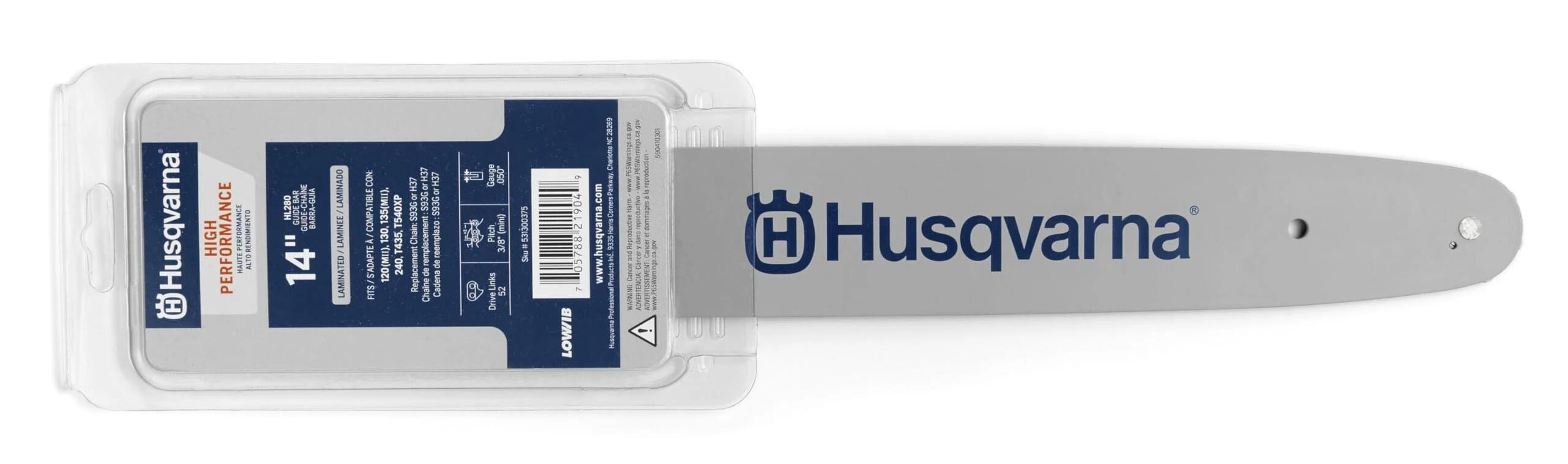 Husqvarna 531300375 Chainsaw Bar, 14-Inch, 3/8 Mini Pitch, .050 Gauge