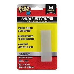 Clear Mini Repair Strips – 1" x 3" (6‑Pack) – Waterproof, Rubberized Tape