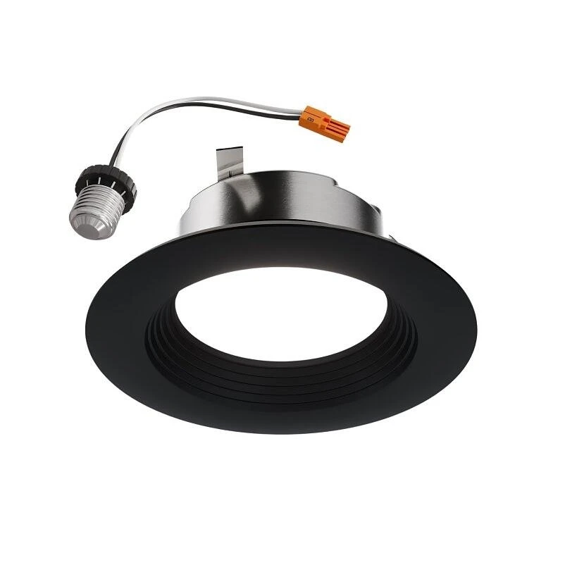 Halo 4‑Inch Matte Black Recessed LED Trim – IC Rated, Plastic Lens, Quick‑Connect Kit