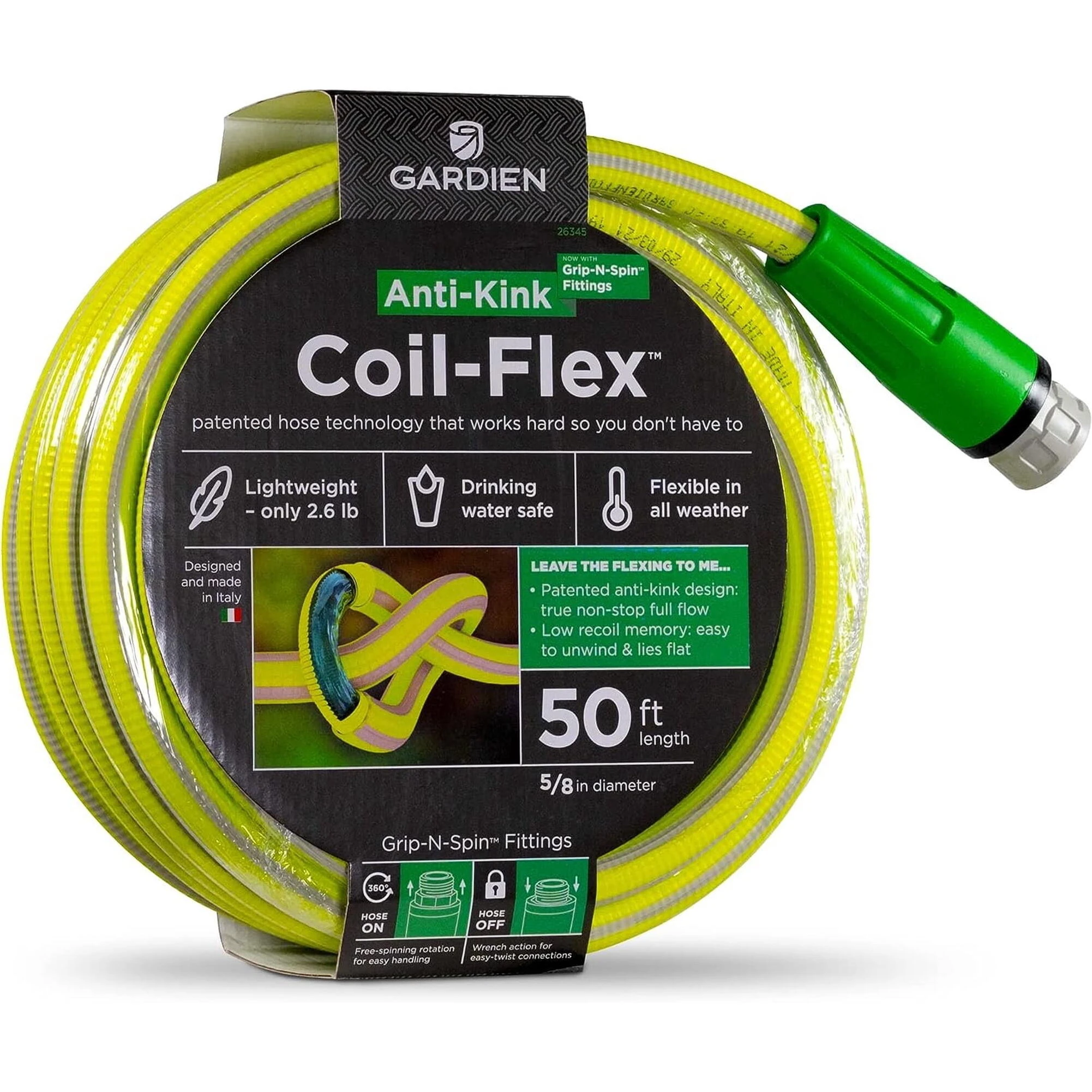 50‑Foot Green Coil Garden Hose – Flexible, Kink‑Resistant Watering Solution