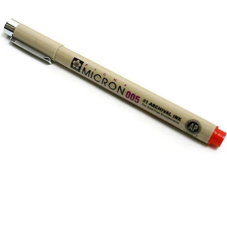 Pigma Micron 0.20 mm Red Fineliner Pen – Precision Ink for Artists