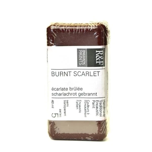 R&F Encaustic Wax Paint – 40 ml Burnt Scarlet – Professional Hot Wax Art Medium