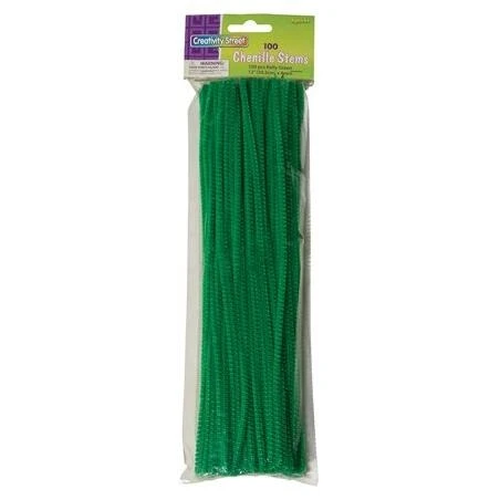 Kelly Green Chenille Stem Stitches – 100 Pack