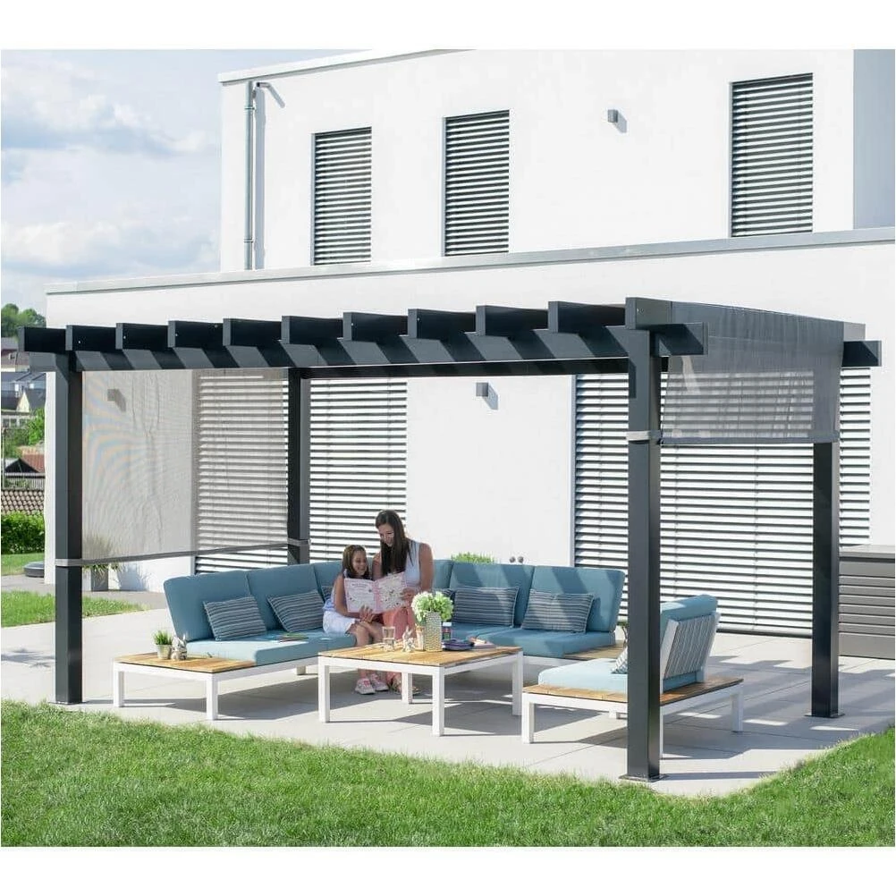 Black 10x16 ft Pergola – Stylish Outdoor Shade Structure
