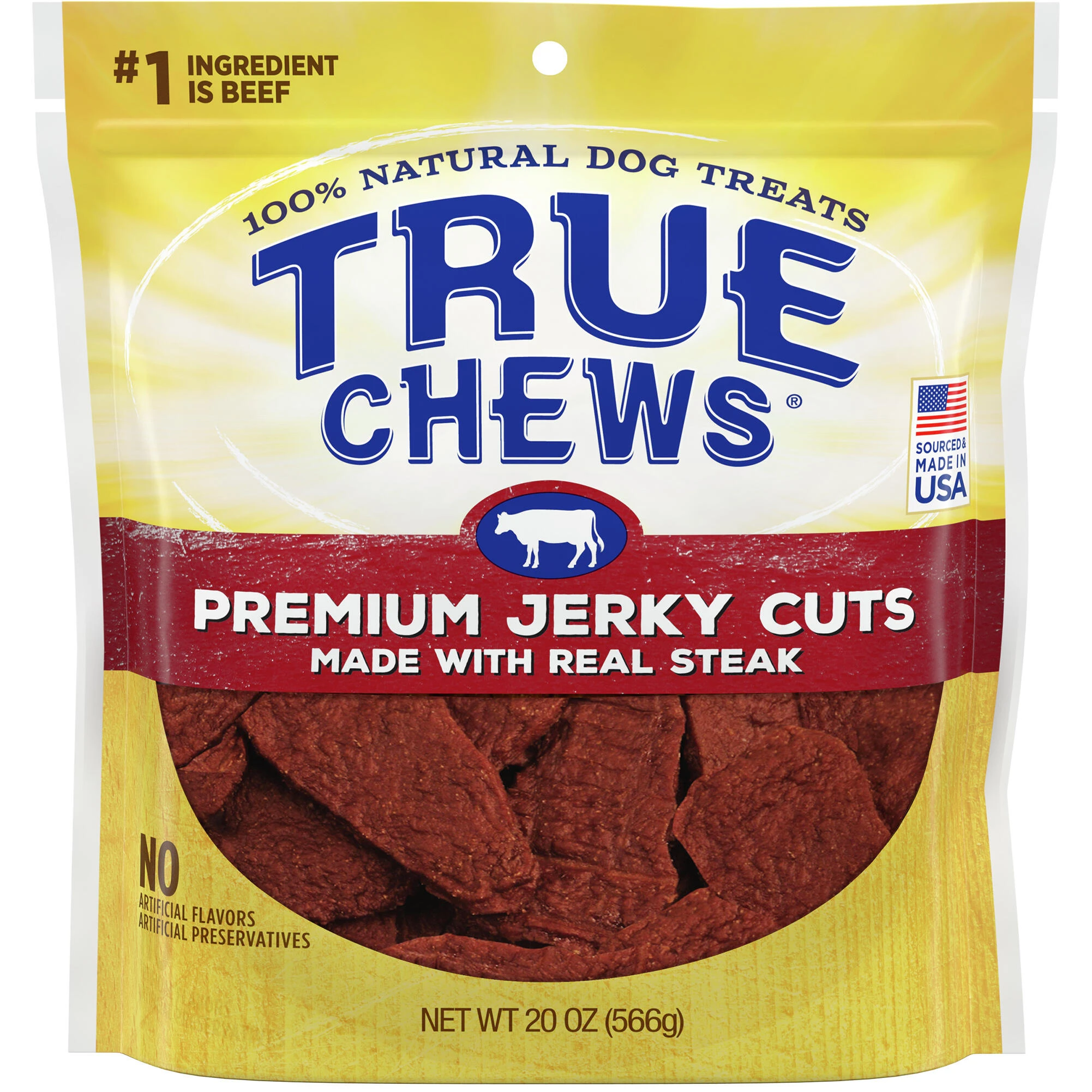 True Chews Premium Jerky Cuts With Real Sirloin Steak Dog Treats, 20-22 Oz.