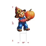 Metal Scarecrow Holding Pumpkin