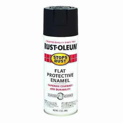 Rust-Oleum 7776830 Stops Rust Spray Enamel, Flat Black, 12 Oz.