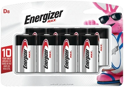 MAX D Cell Alkaline Batteries, 8 Pack