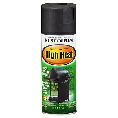 Rust-Oleum 7778830 High-Heat Spray Paint, BBQ Flat Black, 12 Oz