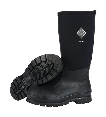 Muck Boot CHH000A Chore High Work Boots, Black, Unisex Size 10 Men/11 Women