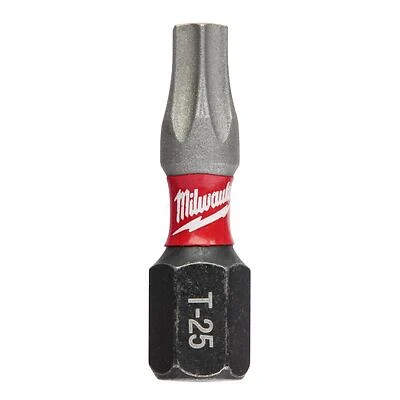 Milwaukee SHOCKWAVE 48-32-4436 Impact-Duty Insert Bit, #25 Drive, Torx Drive, 1/4 in Shank, Hex Shank, 1 in L, Steel