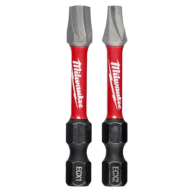 Milwaukee 48-32-4443 Power Bit, #1, #2 Drive, ECX Drive, 1/4 in Shank, Hex Shank, 2 in L, Carbon Steel