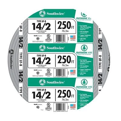 Underground Feeder Cable With Ground, 14/2, 250 Ft.