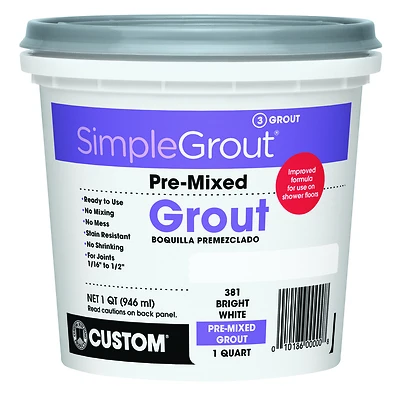 Custom Building Products Bright White Pre-Mixed Grout, Qt.