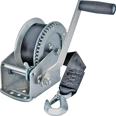 Winch, 20-Ft. Strap & Hook, 1,500-Lb.