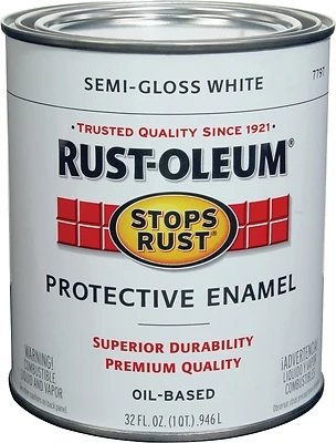 Rust-Oleum 7797502 Stops Rust Protective Enamel, Semi-Gloss White, 1 Qt.