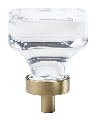 Glacio Square Cabinet Knob 1-3/8 In. Clear/golden Champagne 1 Pk, Model Bp36653cbbz