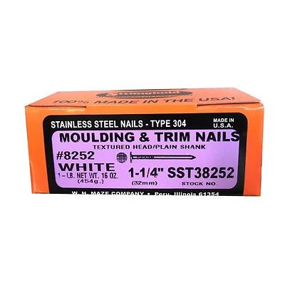 Maze SST30018252 Trim Nails, Stainless Steel, Flat Head, 1.25 In., 1 Lb