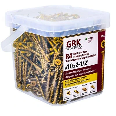 GRK Fasteners R4 01133 #10 x 2-1/2 In Star Drive Framing Screws, 470 Pk