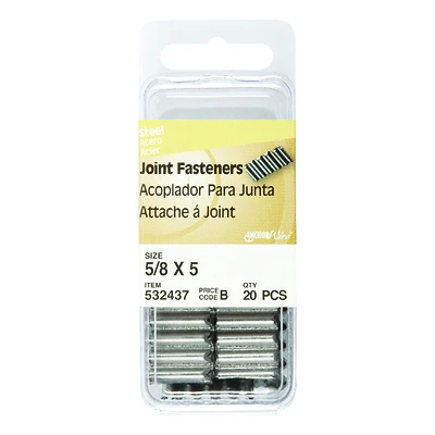 Hillman 532437 Joint Fastener, #5, Steel, Bright, 20/PK
