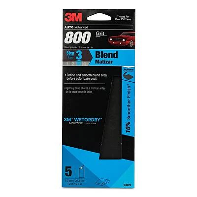 Sandpaper, Automotive, 800 Grit, 3-2/3 x 9 In., 5-Pk.