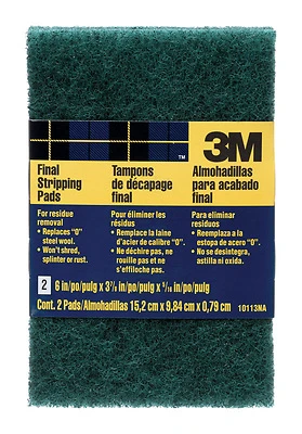 3M 10113NA Final Stripping Pads, 6 x 3-7/8 In., 2-Pk.