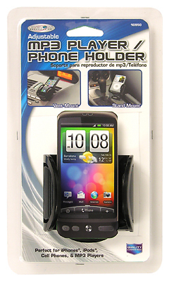 Car Cell Phone/MP3 Holder, Black, Vent/Dash Mount