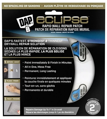 DAP 7079809161 Eclipse Rapid Wall Repair Patch, 2-In., Clear