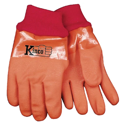 Winter Full PVC Gloves, Lined, Amber Color, Men's L