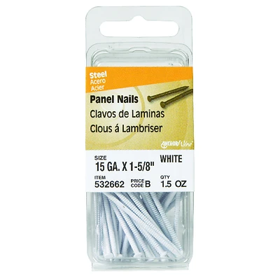 Hillman 532662 Panel Nail, Flat Head, 1-5/8 In, 15 Ga, Steel, 6-Pack
