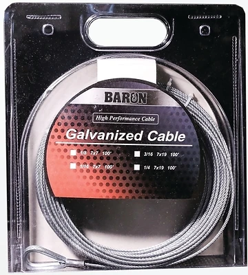 Galvanized Steel 3/16 In. Diameter X 50 Ft. Length Aircraft Cable