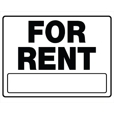 Hillman 840052 For Rent Sign, Black Legend, White Background, 24 x 20-In.