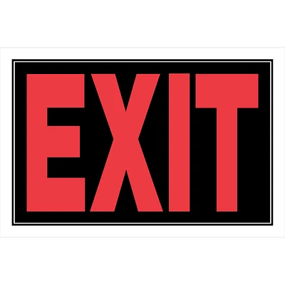 Hillman 839892 Exit Sign, Red on Black, Plastic, 12 x 8-In.